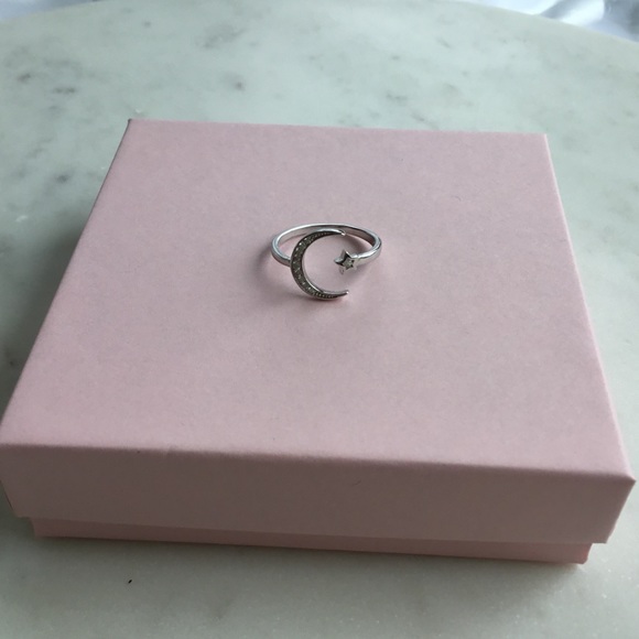 Sterling Silver CZ Ring - Moon and Star - Picture 9 of 14